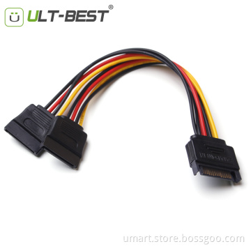 SATA 15pin Power Splitter Cable 15 Pin Male to Serial ATA 15pin x 2 Female Y Hard Drive Cables 15CM